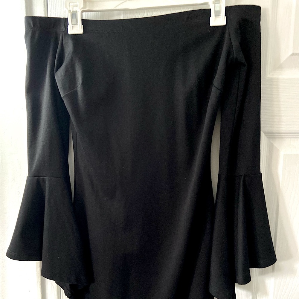 Black strapless mini dress